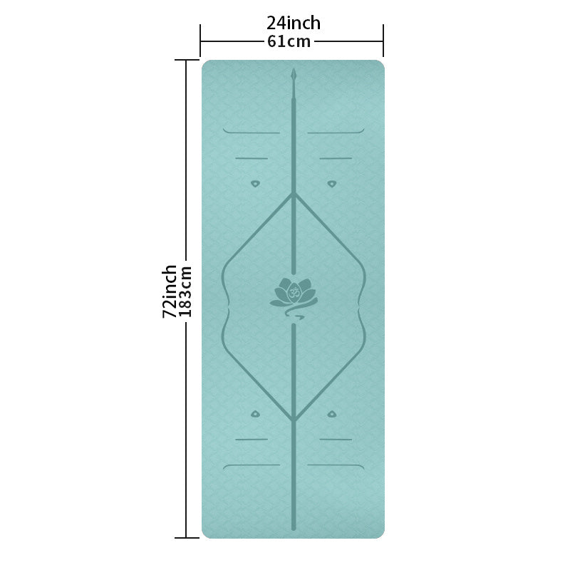 Non Slip Waterproof Yoga Mat 72x24x0.31 with Body Guide Line