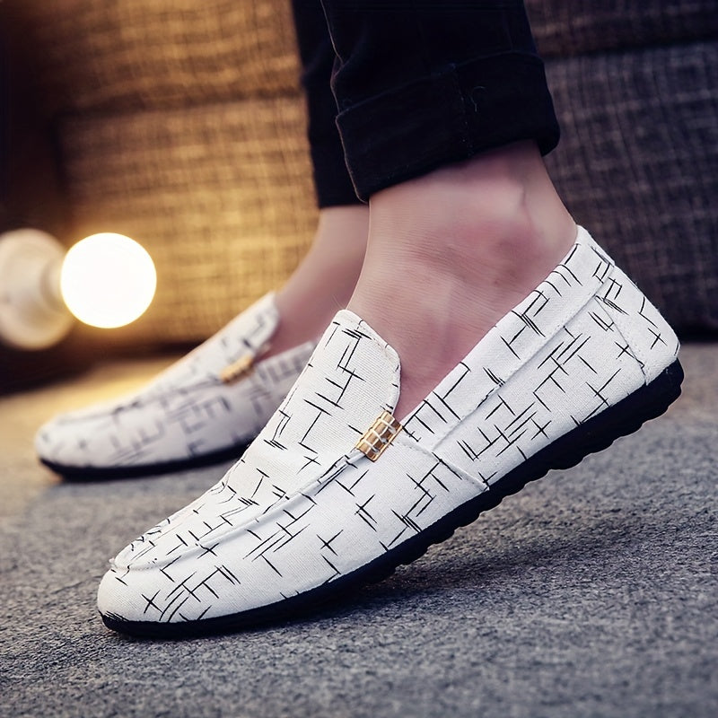 Men's Striped Loafers Lightweight Slip On Flat Shoes