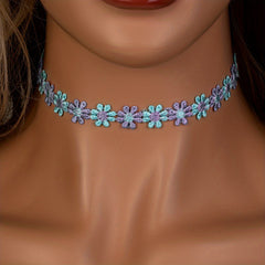 Colorful Flower Fabric Ladies Choker Necklace - Party Favors