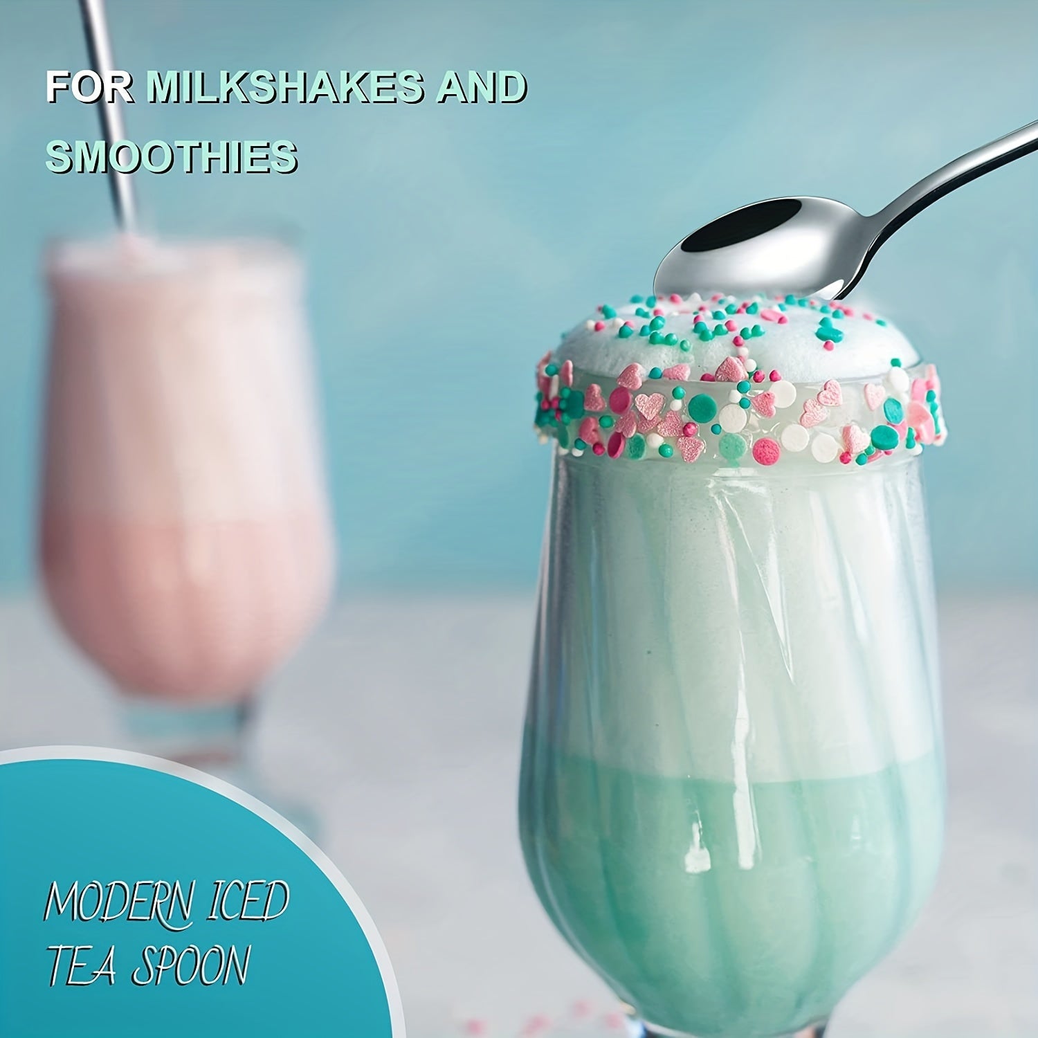 4pcs Stainless Steel Long handled Ice Cream Scoop Cocktail Stirring Spoon