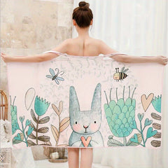 Women's Wearable Bath Towel Printed Bathrobe For Home & Travel