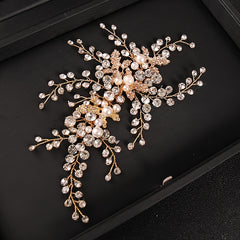 Alloy Leaf Crystal Faux Pearl Head Piece Bridal Wedding Hair Accessories