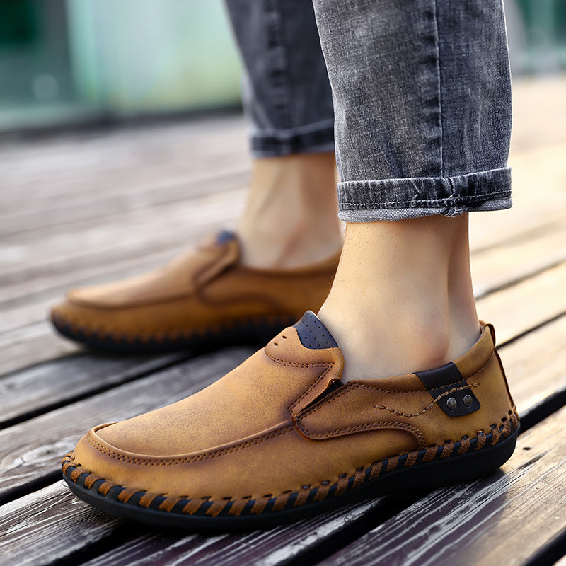 Men's Stitching Loafer Shoes Lightweight Slip On Flat Shoes