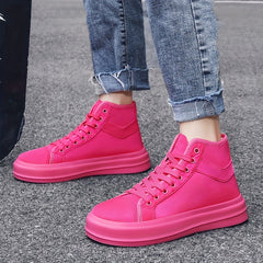 Men's High Top Canvas Sneakers Lace up Casual Walking Shoes