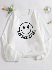 Smiling Face And Letter Print Boys Casual Pullover Sweatshirt