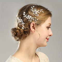 2pcs Pearl & Rhinestone U Hairpins for Bridal Updos & Parties