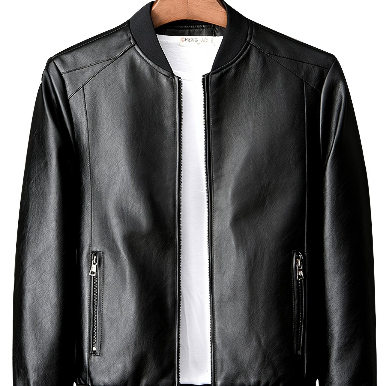 Men's Casual PU Leather Zipper Jacket