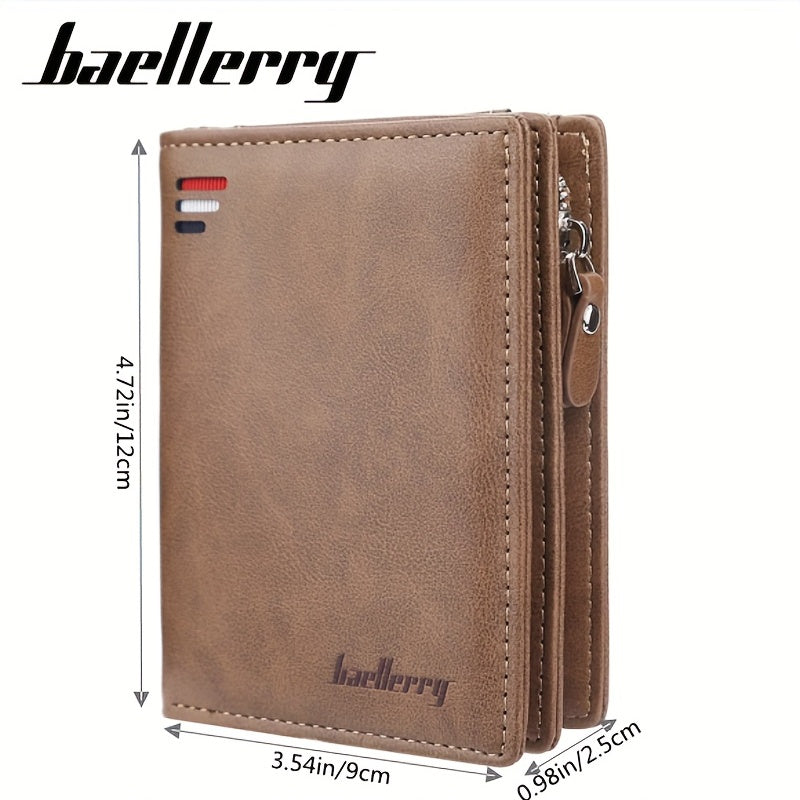 Men's Zipper Short Wallet Vertical Mini Coin Purse Gift For Men