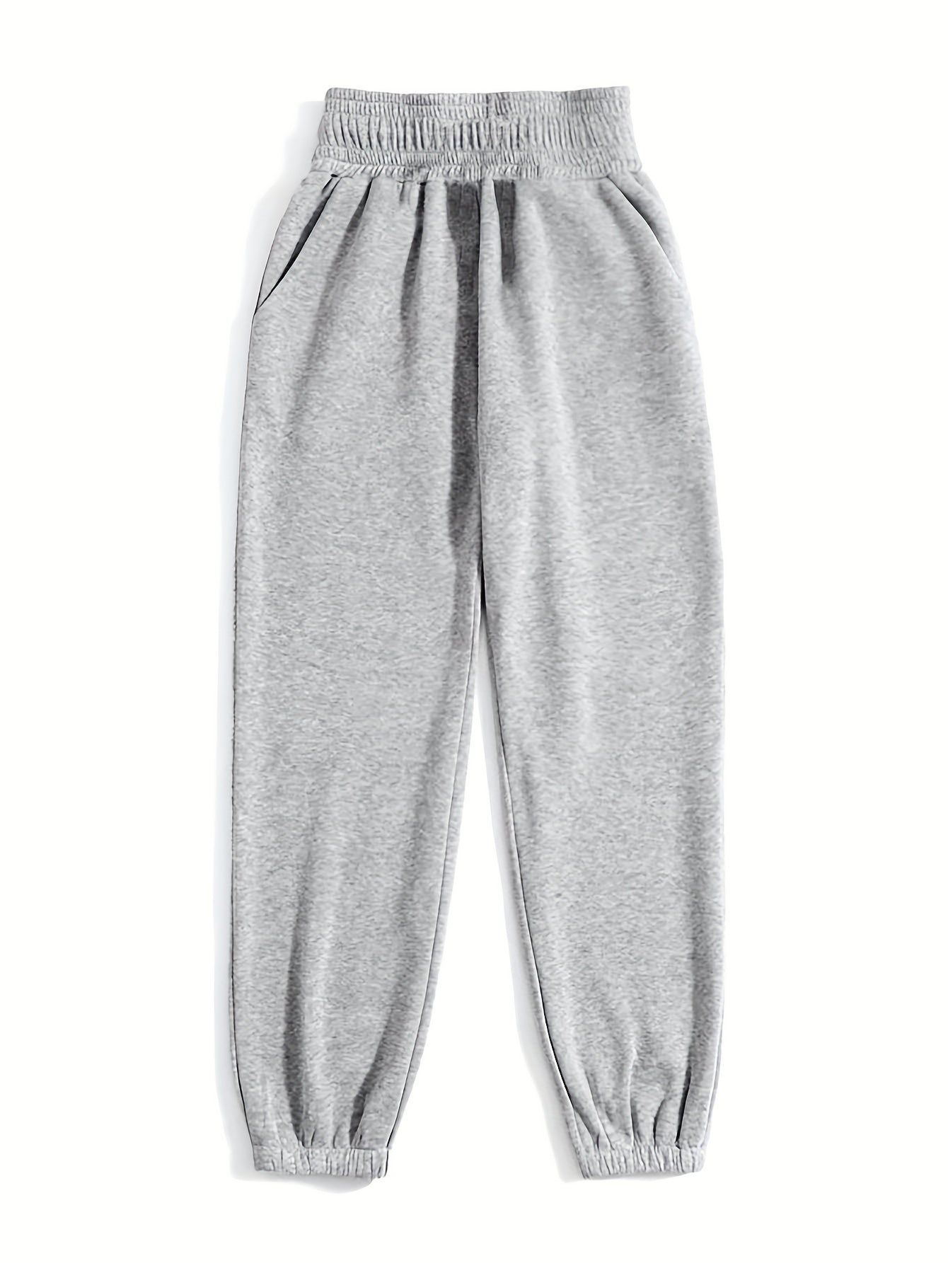 Women's Plus Solid Elastic High Rise Loose Fit Jogger Trousers