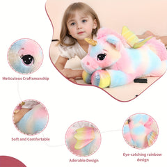 24" Rainbow Unicorn Plush Toy with Iridescent Wings - Perfect Gift for Kids