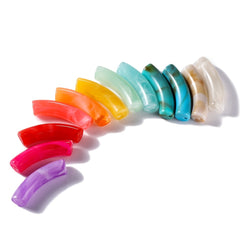 10pcs Two Tone Acrylic Curved Tube Beads for Women's Jewelry Making