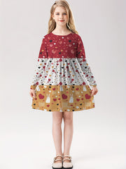 Girls Bunny Graphic Long Sleeve Dress