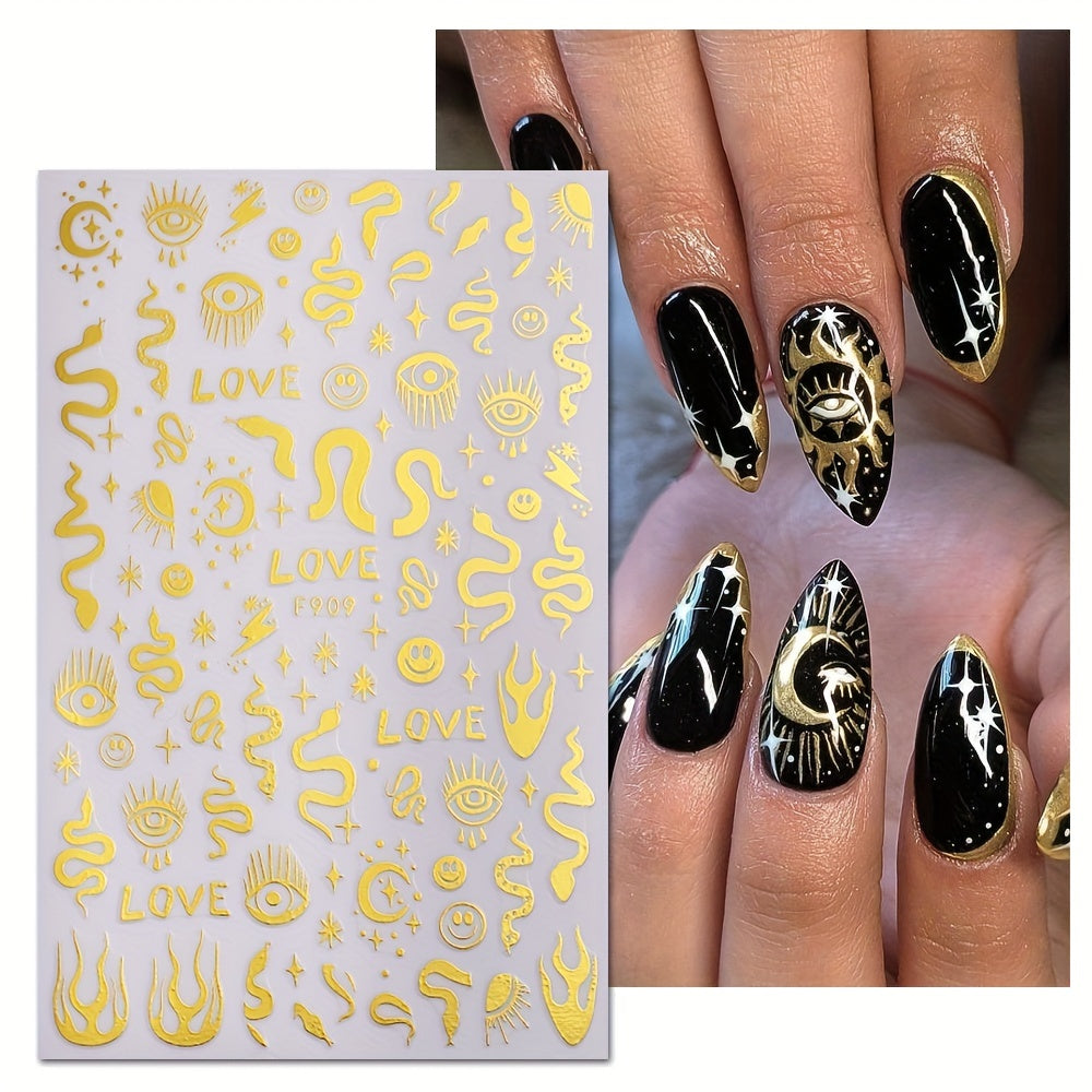 Evil Eye Nail Art Stickers Decals 3D Self Adhesive Witch Nail Decals