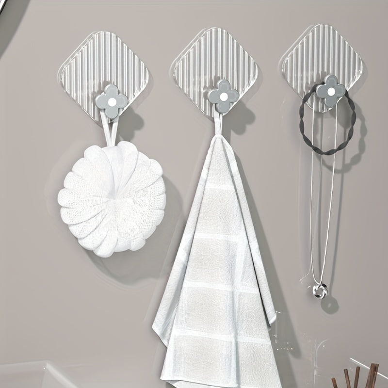 4pcs Self Adhesive Flower Utility Hooks for Bathroom Towel Hanger