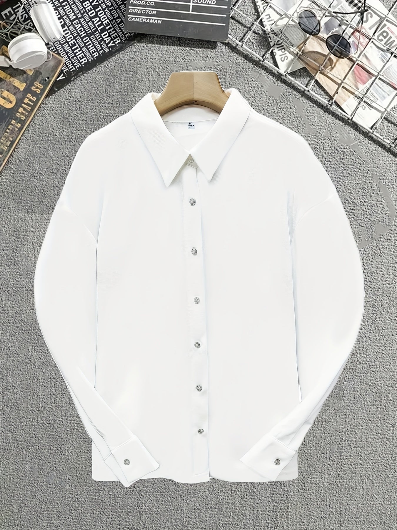  Solid Long Sleeve Button Up Shirt