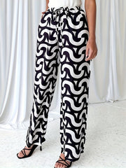 Women's Plus Colorblock Wide Leg Pants With Pockets