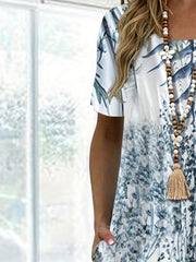 Floral Print Dress Plus Size w/ Pockets