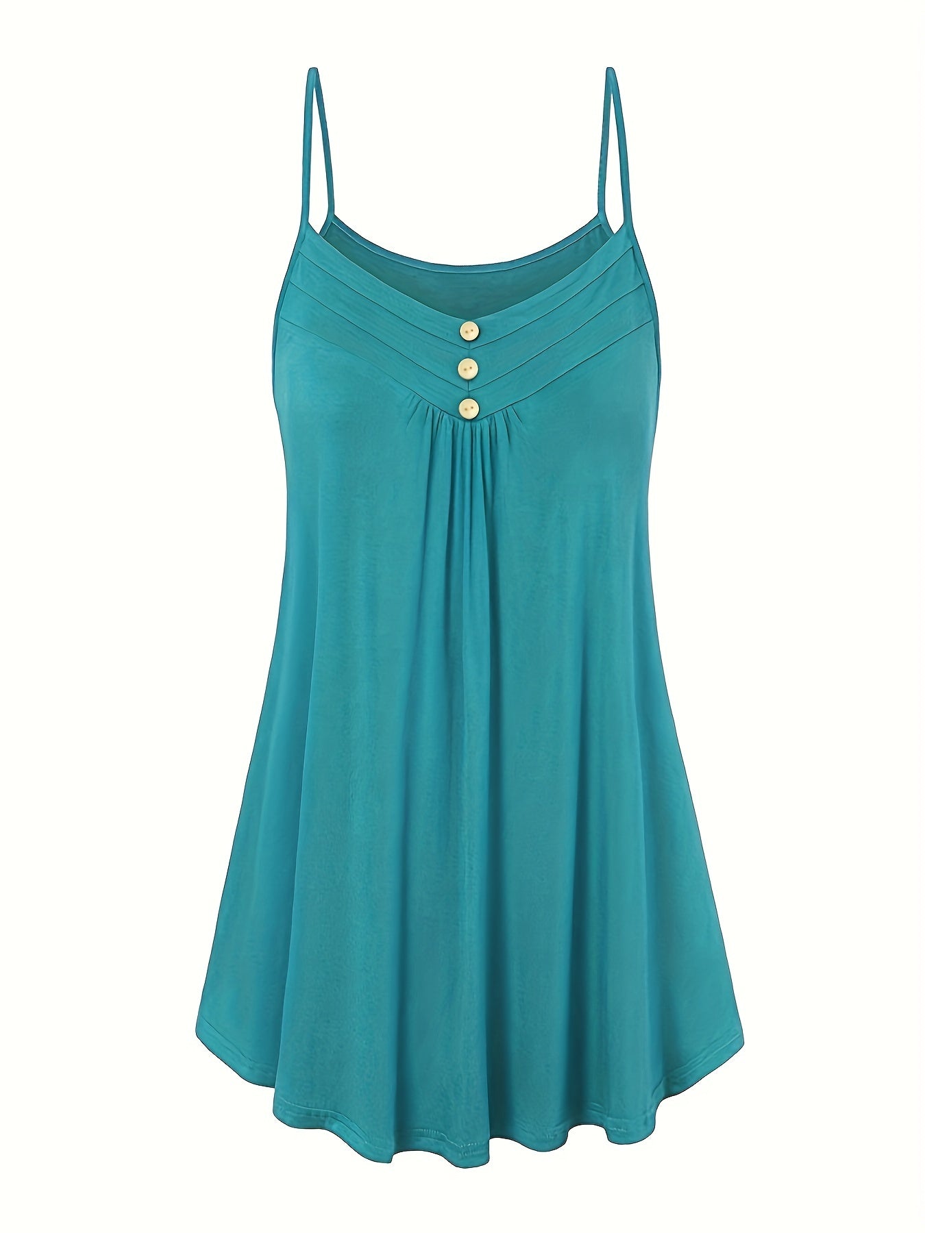  Ribbed Button Round Neck Cami Top