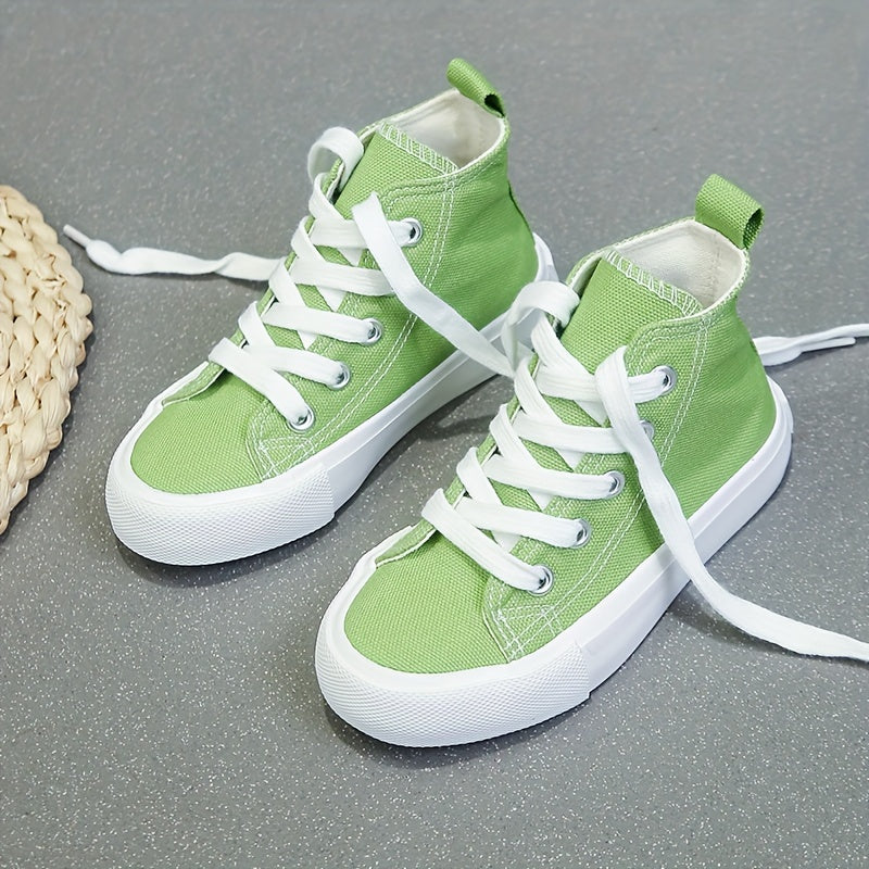 Girls Lace Up High Top Canvas Sneakers