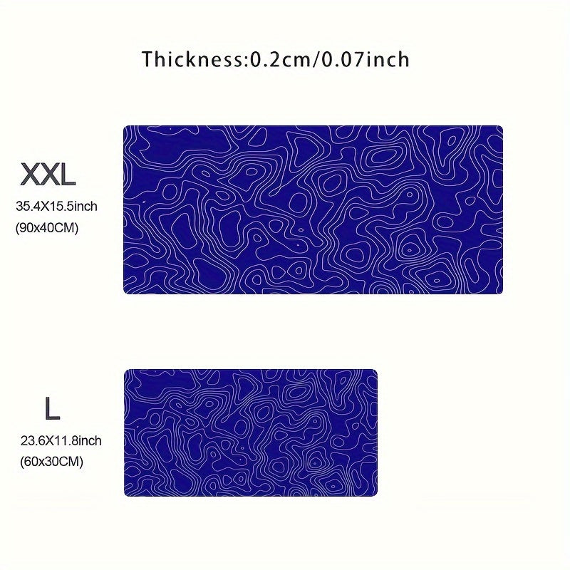 Topographic Map Desk Mat Rubber Mousepad