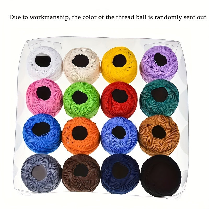 16pcs Cross Stitch Embroidery Set Portable Crochet Cotton Thread DIY Knitted