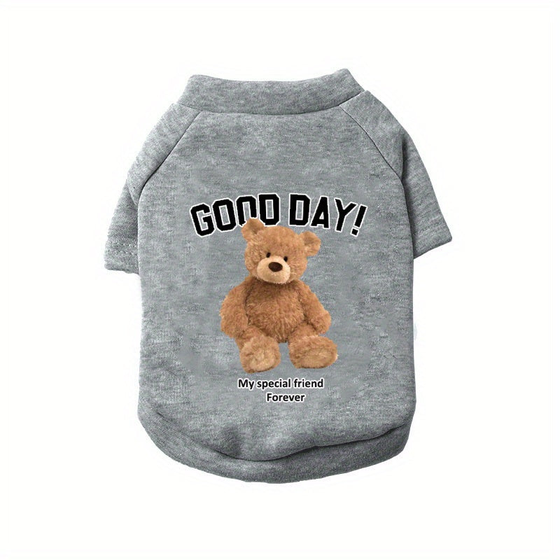 Bear Graphic Pet Crew Neck Sweater For Autumn And Winter