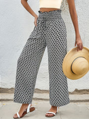 Wide Leg Pants Casual Shirred Waist Pants For Spring & Summer