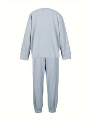 Women's Plus Heart Print Long Sleeve Top & Joggers Outfit Set