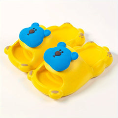 JIAGEYA Cartoon Bear Slippers For Boys Non Slip Lightweight Open Toe Slippers