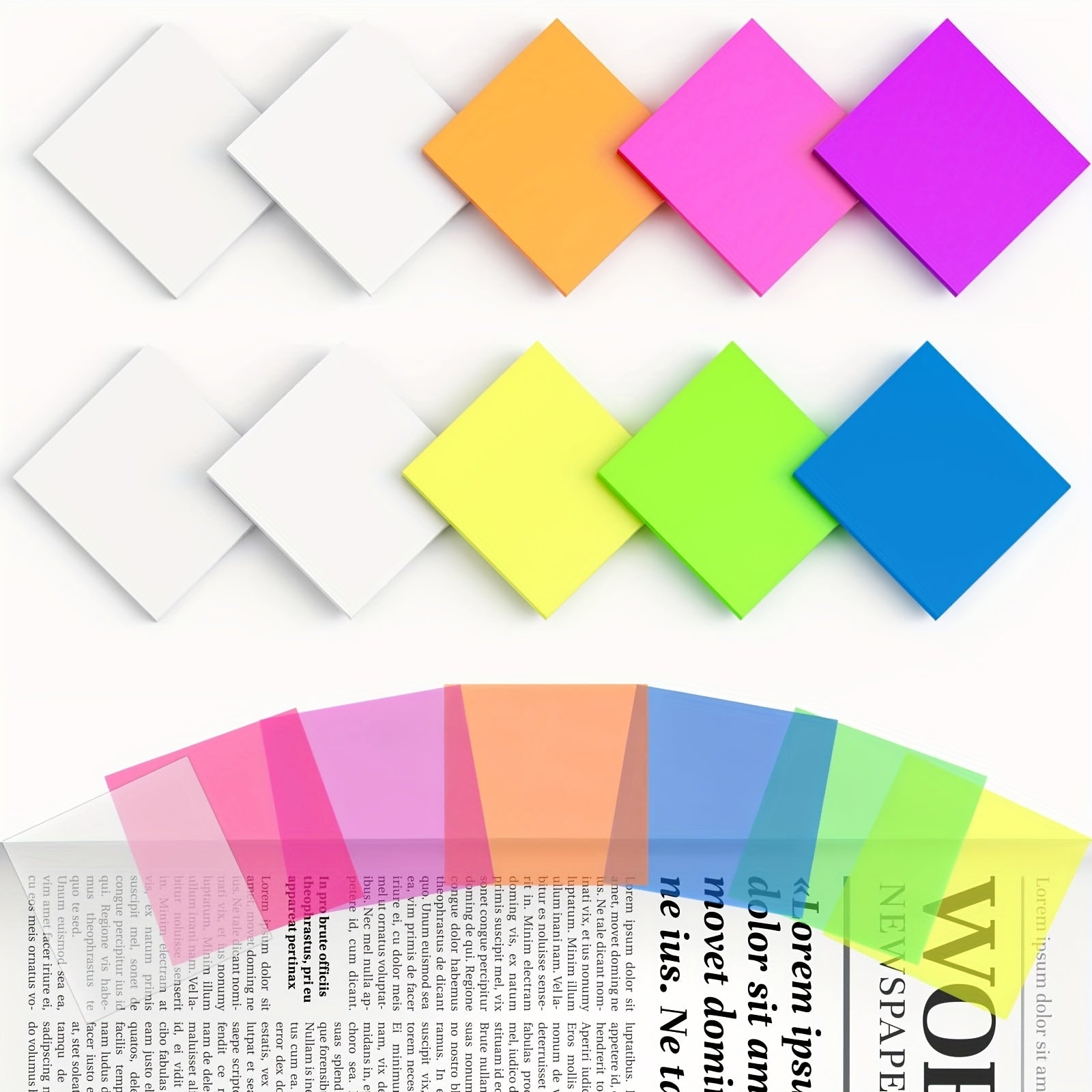 24 Packs Transparent Sticky Notes 1200 Sheets Waterproof Adhesive 7.6"