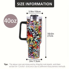 Aeyeele 40oz Skull Series Water Bottle Tumbler With Lid And Straw