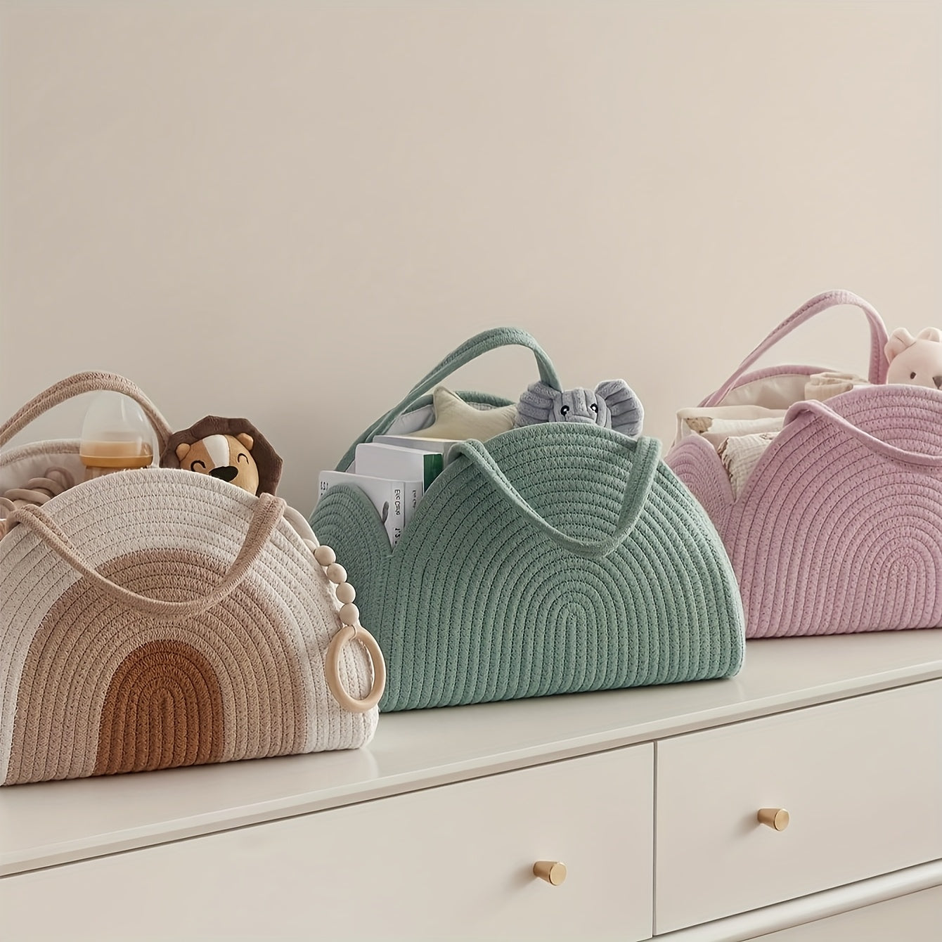 Pink Diaper Caddy Organizer Tote for Moms - Shower Gift w/ Compartments