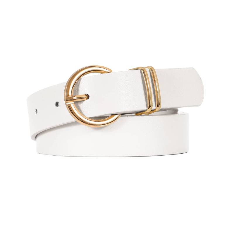 Women's PU Leather Belts Golden Buckle Solid Ladies Belt