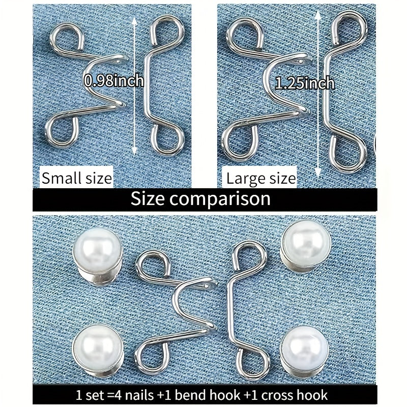 Pearl Metal Pants Buttons Pins For Clothing Jeans Adjustments