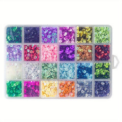 24pcs Colorful Loose Sequins Cups Set With Box For Crafts