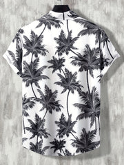 Men's Hawaiian Shirt Coconut Tree Print Short Sleeve Button Up