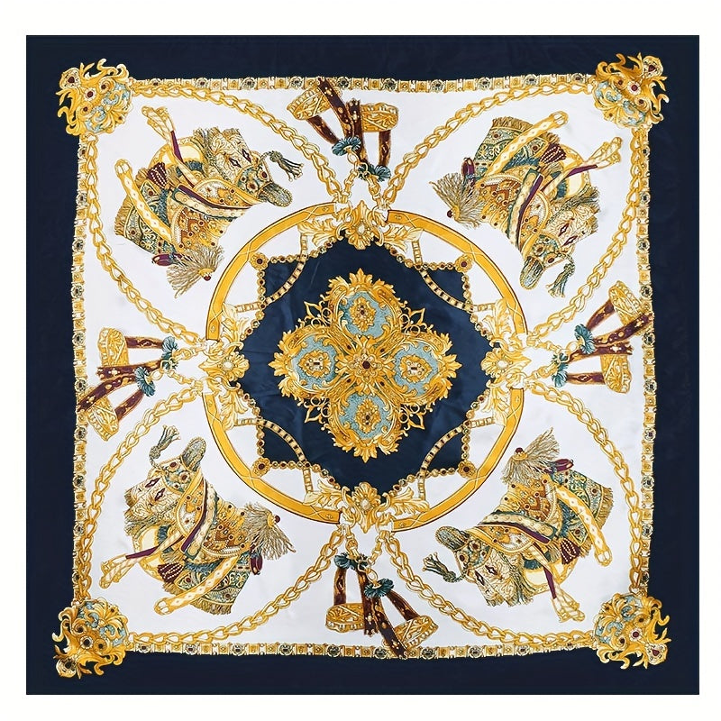 Classic Chain Print Scarf Satin Square Shawl Head Wrap