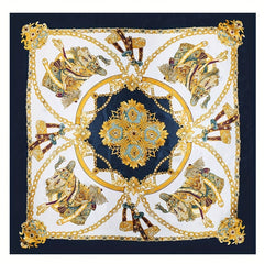 Classic Chain Print Scarf Satin Square Shawl Head Wrap