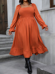  Solid Ruffle Sleeve Maxi Dress