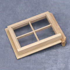 1:12 Scale Unfinished Wooden Dollhouse Window Frame - DIY Furniture Accessory