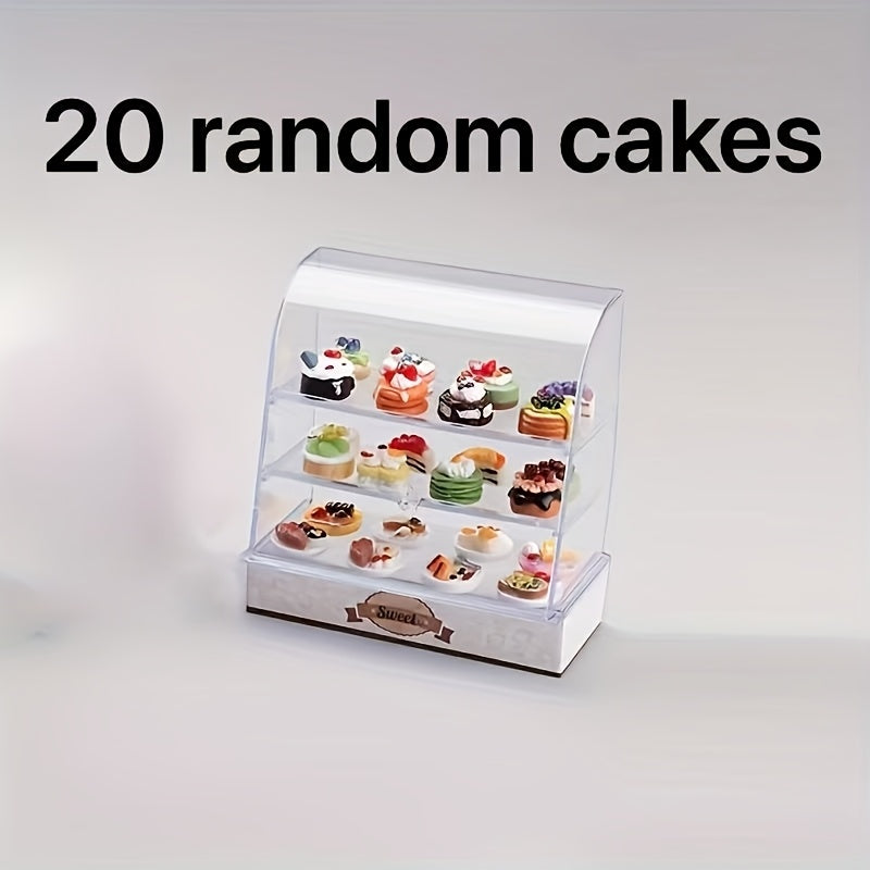 Mini Cake Display Case with Detailed Cake Designs ABS Colorful Dessert Set