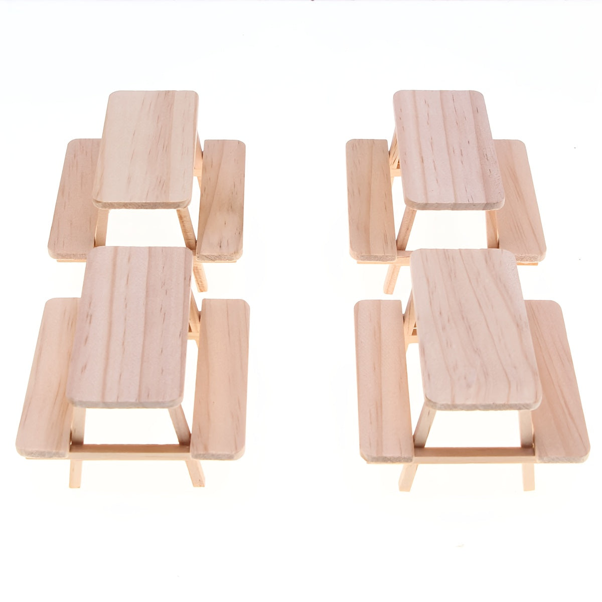 Wooden Table and Chairs Set for Dollhouse Play - Beige