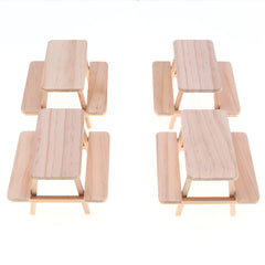 Wooden Table and Chairs Set for Dollhouse Play - Beige
