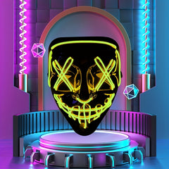 Men's Light Up Mask Led Light Up Cyberpunk Mask Halloween Dress Up Mask