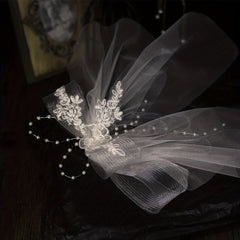 Mesh Flower Embroidered Bowknot Bridal Hair Accessories
