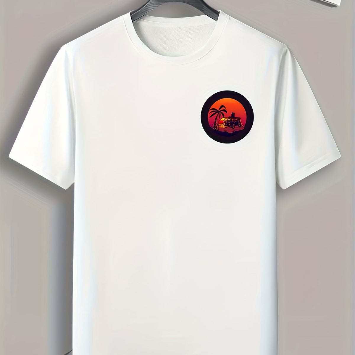 Summer Sunset Pattern Print Men's Comfy Sports T shirt Graphic Tee