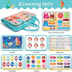 Mermaid Themed Early Education Busy Board with Built In Modules