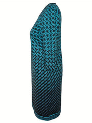 Geometric Print Half Sleeve Slim Fit Dress