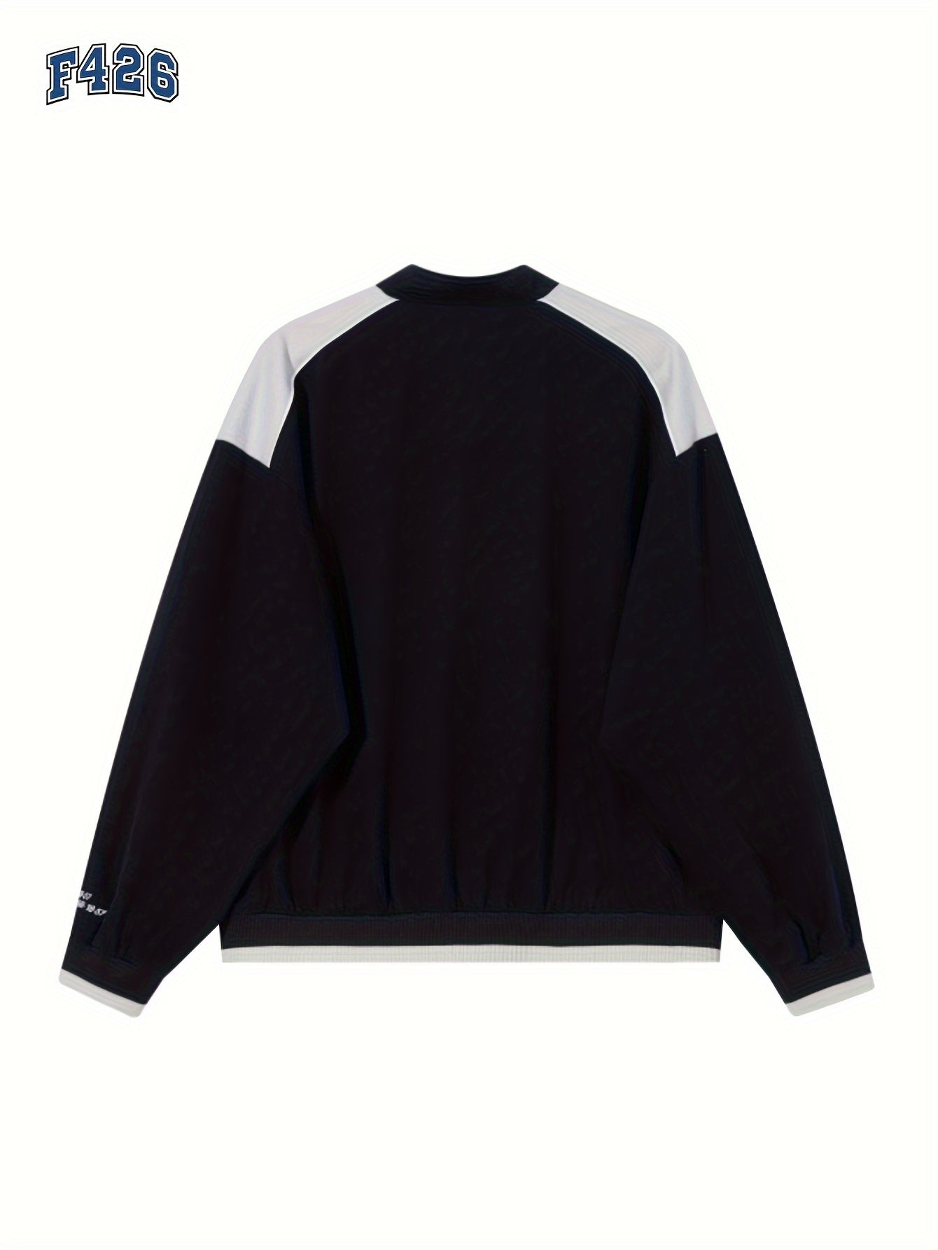 Men's Cotton Half Zipper Stand Collar Sweatshirt Retro Block Sweatshirt