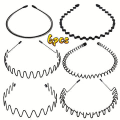 6pcs Wavy Metal Headband for Face Washing Makeup Skincare